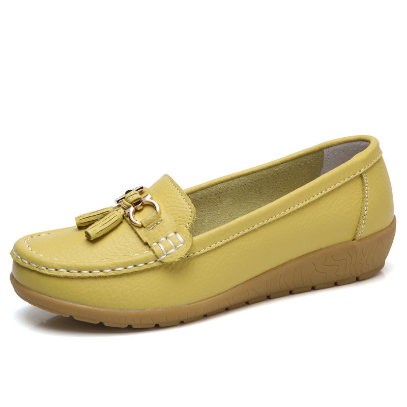 Damen nan klassische Tassel-Mokassin aus genarbtem Kunstleder mit gepolstertem Komfortfußbett und flexibler Keilsohle R&B