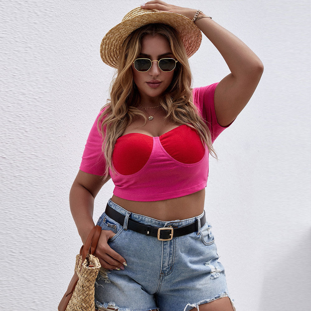Damen Cropped Top mit raffiniertem Bustier-Design und kurzen Ärmeln R&B