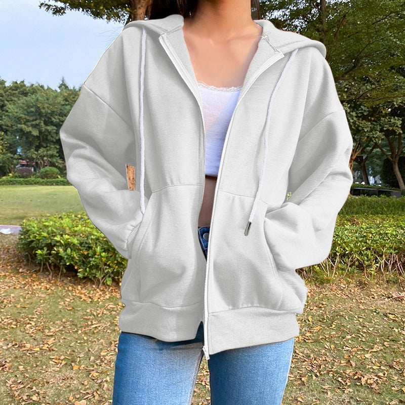 Damen Freizeit Übergroße Zip-Up Hoodie R&B