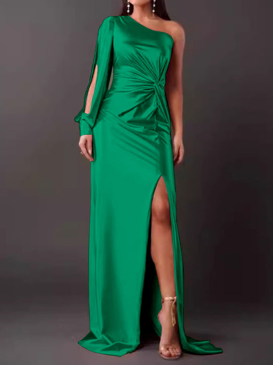 Damen Abendkleid mit asymmetrischem Ausschnitt und eleganter Faltenlegung R&B