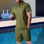 Herren sportliches Polo-Shirt und Shorts Set mit modernem Schnitt