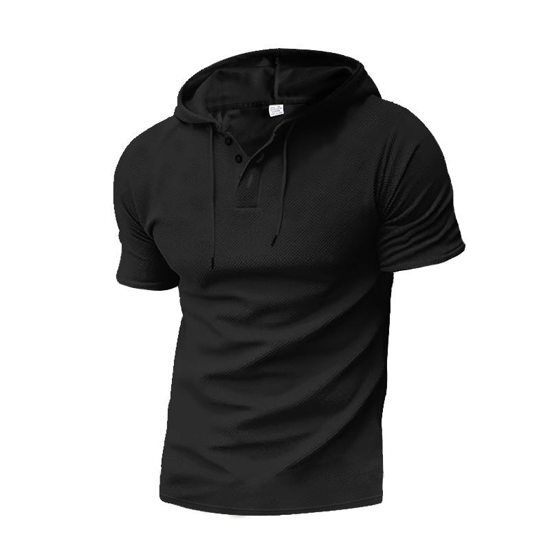 Herren nan Kurzarm-Kapuzenpolo mit dreifacher Knopfleiste und feinem Strukturjersey R&B