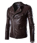 R&B | Herren Echtes Leder Bikerjacke mit Asymmetrischem Reißverschluss