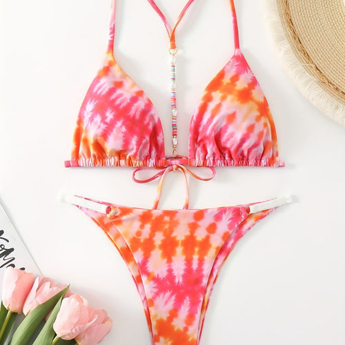 Damen Triangel-Bikini mit modischem Bindeband-Design R&B