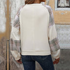 Damen Modischer Sweatpullover mit Karomuster und Rippstruktur R&B