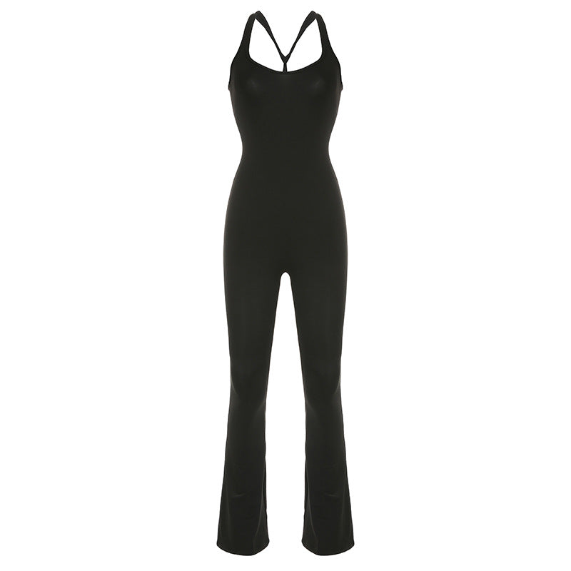 Damen Eleganter Flared Jumpsuit aus luxuriösem Material R&B