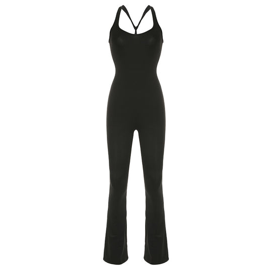 Damen Eleganter Flared Jumpsuit aus luxuriösem Material R&B