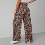 Damen Relaxed Fit Leopardenmuster Palazzo-Hose R&B