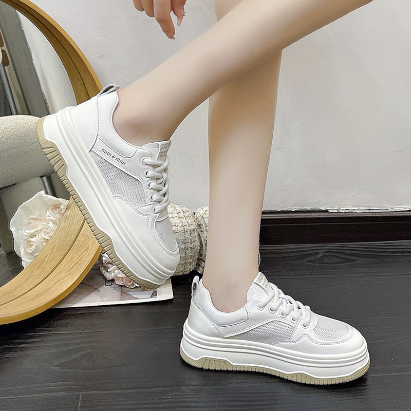 Damen Sportliche Sneakers mit hohem Plateau und atmungsaktiver Oberfläche