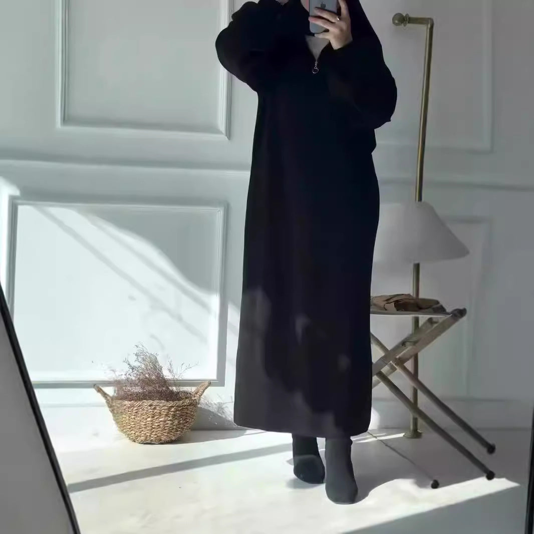 Damen Kapuzenkleid mit Reißverschluss und lässigem Schnitt R&B