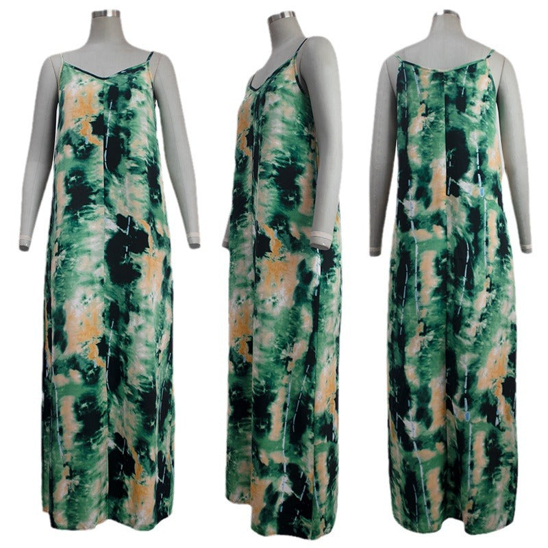 Damen Elegant langes Kleid mit Spaghettiträgern R&B