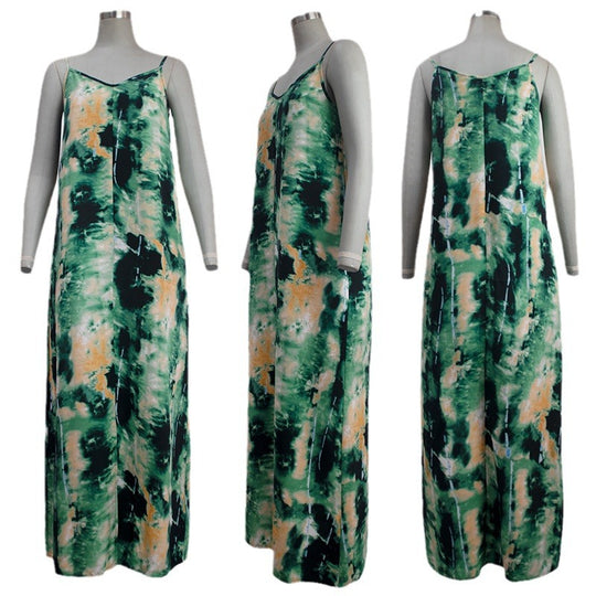 Damen Elegant langes Kleid mit Spaghettiträgern R&B