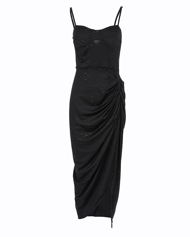 Damen elegantes Wickelkleid mit schimmerndem Sternenmuster R&B