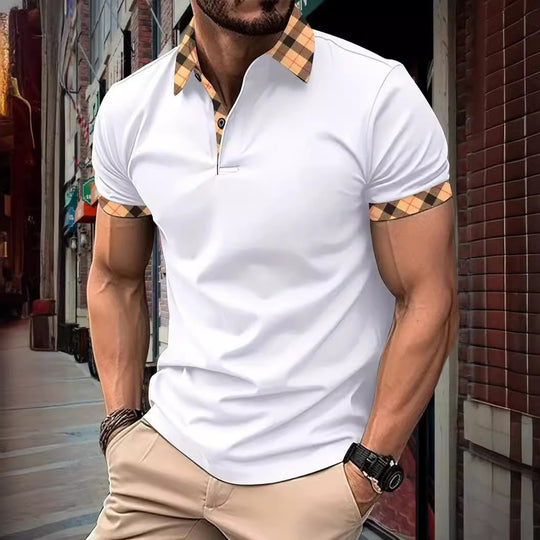 Herren Polohemd mit modernem Karokragen und feuchtigkeitsregulierender Technologie R&B