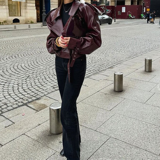 Damen Modische jacke im cropped Design mit Gummizug R&B