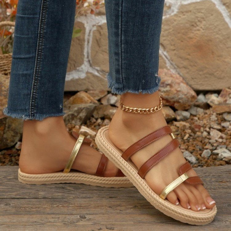 Damen Sommerliche Zehentrenner Sandalen R&B