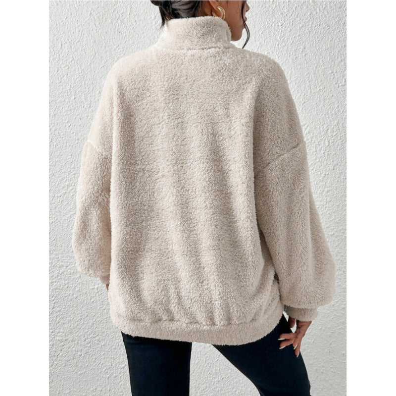 Damen Fleece-Pullover mit hohem Kragen R&B