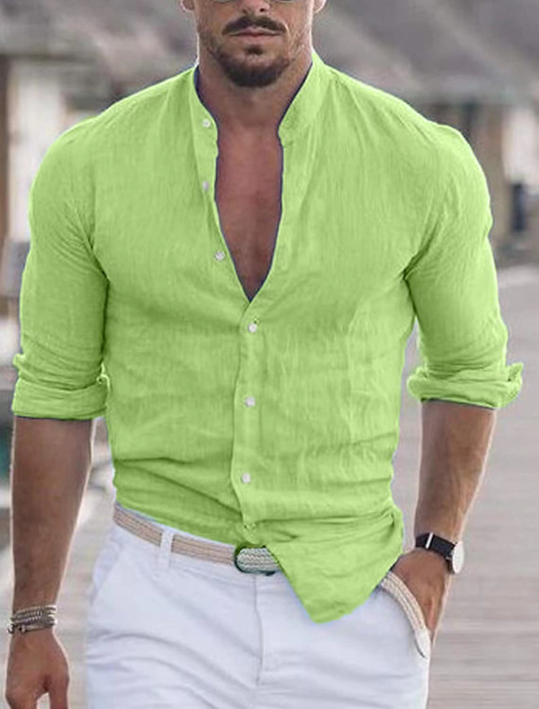 Herren modisches Langarmhemd mit leichtem Stoff R&B