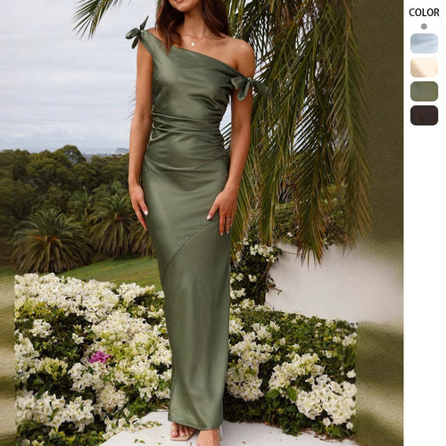 Damen Abendkleid mit schulterfreiem Design und Rüschendetail R&B