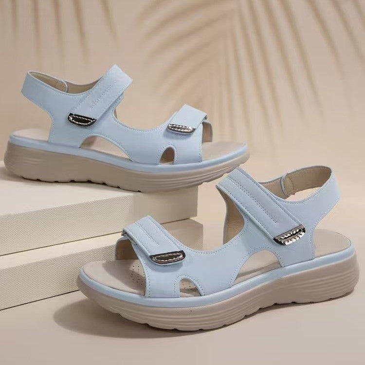 Damen Bequeme Riemchen-Sandalen mit ergonomischem Fußbett und verstellbaren Klettverschlüssen R&B