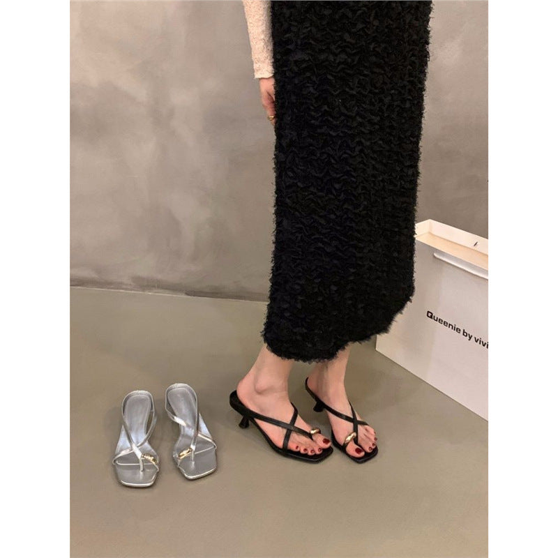 Damen elegante Slingback Sandalen mit verziertem Blockabsatz R&B