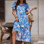 Damen Maxikleid mit floralem Design und voluminösem Rock R&B