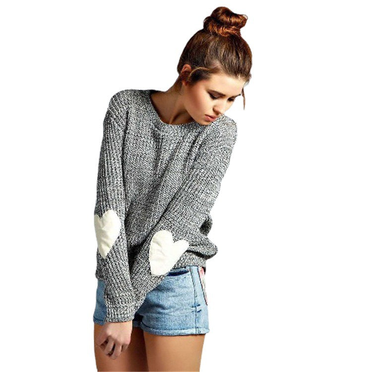 Damen Pullover mit Herz-Applikationen und lässigem Schnitt R&B