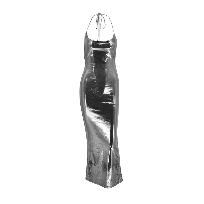 Damen elegantes Abendkleid mit tiefem Rückenausschnitt und fließendem Saum R&B