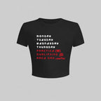 Damen Crop-T-Shirt mit stylischem Rennsport-Motiv und charmantem Schriftzug R&B