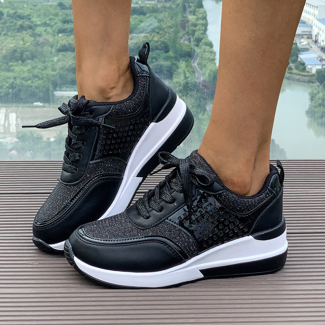 Damen Sportliche Sneakers mit modischem Metallic-Design und atmungsaktiven Einsätzen R&B