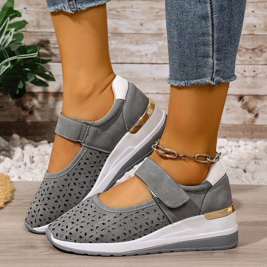 Damen Komfortable Sneaker mit atmungsaktiven Cut-Outs und verstellbarem Klettverschluss R&B
