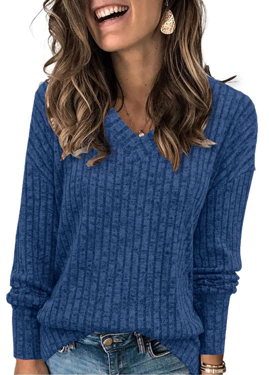 Damen eleganter V-Ausschnitt Pullover R&B
