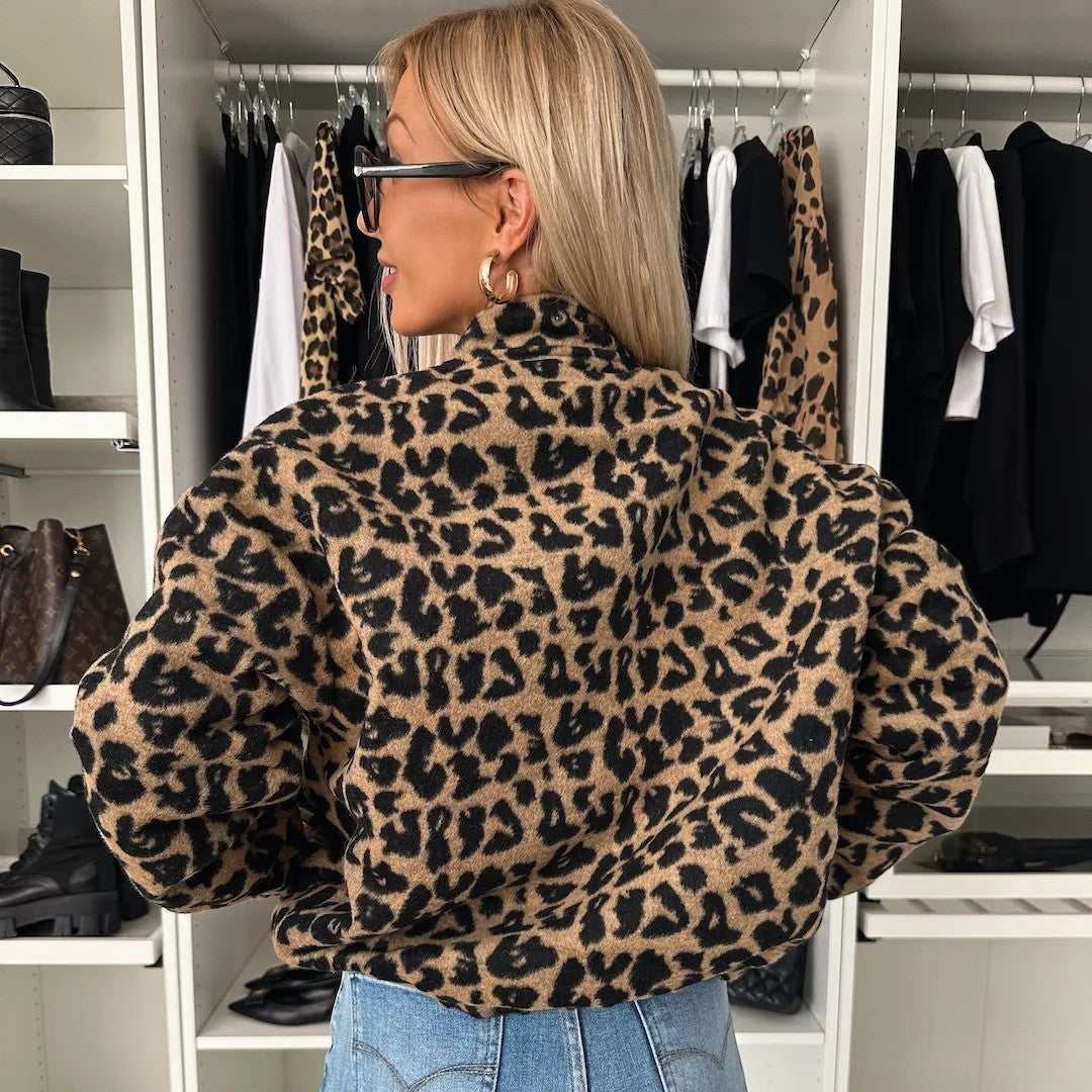 Damen kuschelige Leoprint Jacke R&B