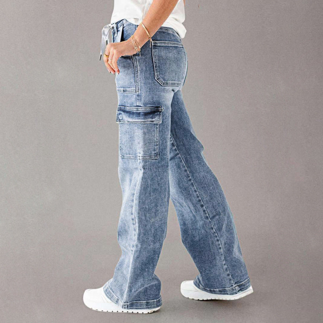 Damen Cargo-Jeans mit lässigem Schnitt und praktischen Taschen R&B