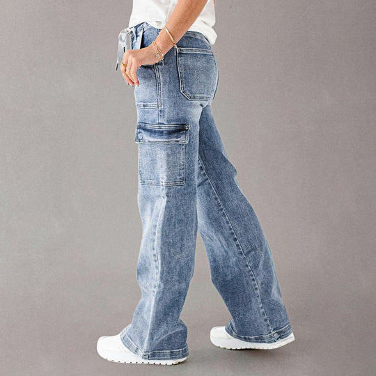 Damen Cargo-Jeans mit lässigem Schnitt und praktischen Taschen R&B