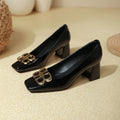Damen elegante Blockabsatzschuhe mit Schmuckdetail