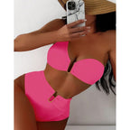 Damen Triangel-Bikini mit gepolstertem Oberteil und hohem Taillen-Slip R&B