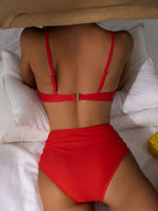 Damen Hochgeschnittener Bikini mit gepolstertem Oberteil und verstellbaren Trägern R&B