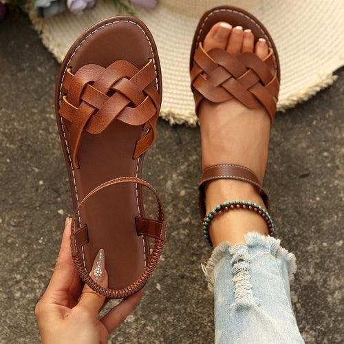 Damen bequeme geflochtene Sandalen mit verstellbarem Riemen R&B