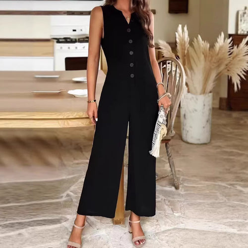 Damen Eleganter Jumpsuit mit Knopfdetails und praktischen Taschen R&B