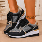 Damen Sneakers mit edelem Metallic-Akzent und atmungsaktiver Oberflächenstruktur R&B