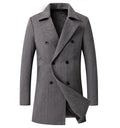 Herren eleganter Doppelreiher-Mantel mit strukturiertem Herringbone-Muster R&B