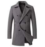 Herren eleganter Doppelreiher-Mantel mit strukturiertem Herringbone-Muster R&B