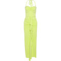 Damen Elegantes Maxikleid mit raffinierten Rüschendetails und Spaghettiträgern R&B