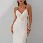Damen elegantes Strickmaxikleid mit raffinierten Details R&B