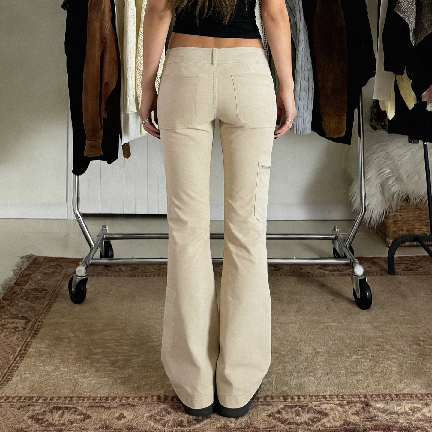 Damen bequeme Cargo-Hose mit elastischem Bund und praktischen Seitentaschen R&B