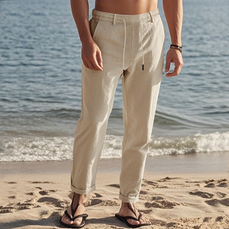 Herren lässige Freizeithose mit elastischem Bund und seitlichen Taschen R&B