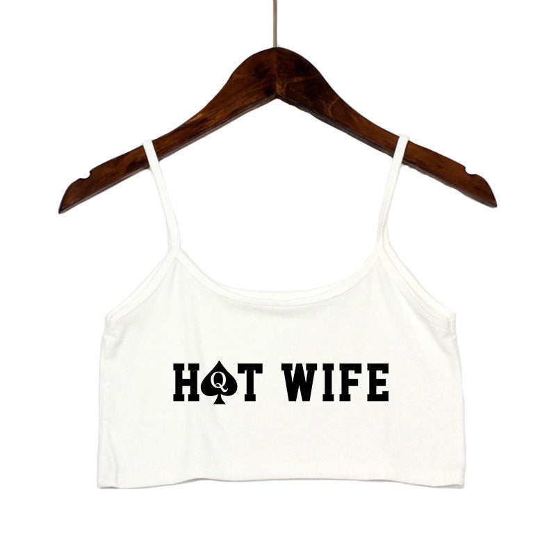Damen Crop-Top mit modernen Schriftzügen und verstellbaren Trägern R&B