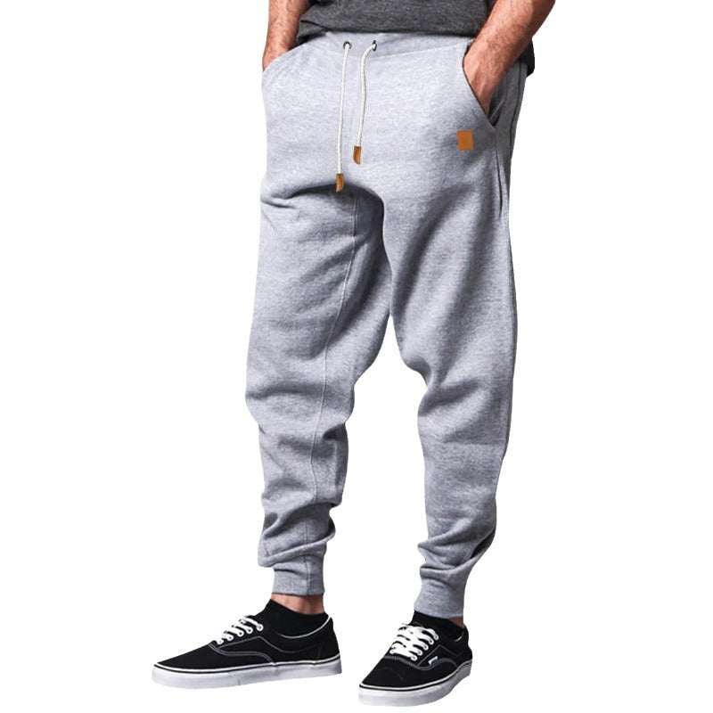 Herren nan konisch geschnittene Freizeithose aus Sweatstoff mit elastischem Bund Kordelzug und Rippbündchen R&B