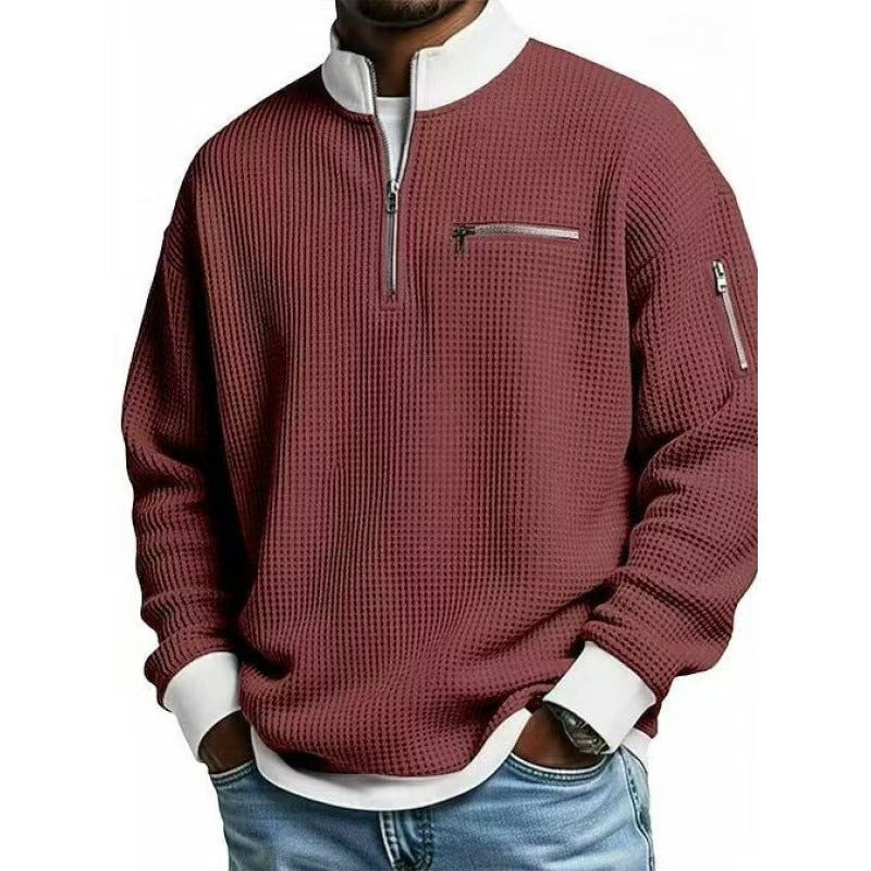 Herren Sweatshirt mit hohem Kragen und praktischem Reißverschluss R&B